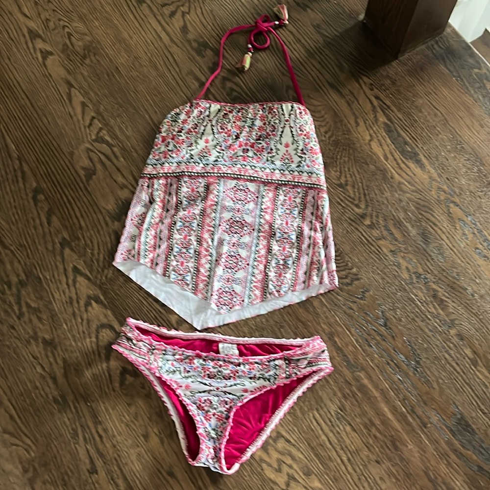 BECCA Floral Print Swim Set with Swim Cover